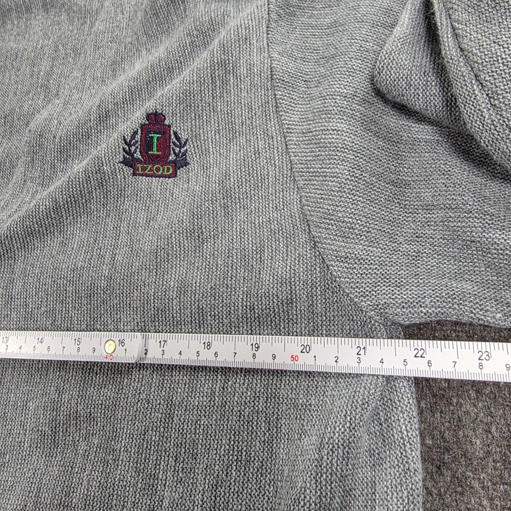 IZOD Cardigan Sweater Men's Large Gray Made In USA VTG - Picture 8 of 10